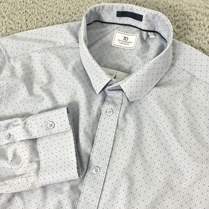 7 Diamonds Shirt Mens 2XL Blue Geometric 4 Way Stretch Long Sleeve Button Up